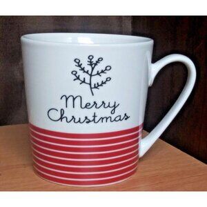 NWOT Sleigh Bell Bistro Coffee Mug Merry Christmas 16 fl oz Ceramic Cream Red